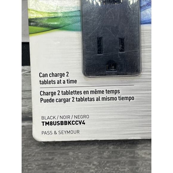 LeGrand 2 USB 2.1A Chargers + 1 Outlet, Black, 125V. {106}. - Picture 3 of 9